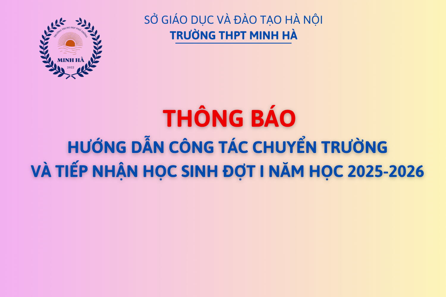 HƯỚNG DẪN CÔNG TÁC CHUYỂN TRƯỜNG NĂM HỌC 2025-2026