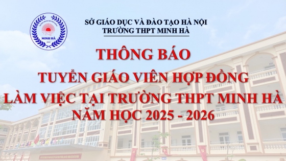 THÔNG BÁO TUYỂN GIÁO VIÊN HỢP ĐỒNG LÀM VIỆC TẠI TRƯỜNG THPT MINH HÀ