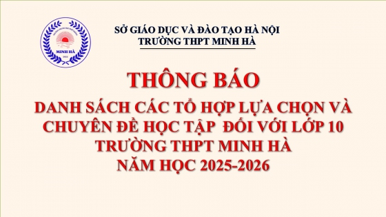THÔNG BÁO DANH SÁCH CÁC TỔ HỢP MÔN HỌC LỰA CHỌN VÀ CHUYÊN ĐỀ HỌC TẬP ĐỐI VỚI LỚP 10 TRƯỜNG THPT MINH HÀ NĂM HỌC 2025 - 2026